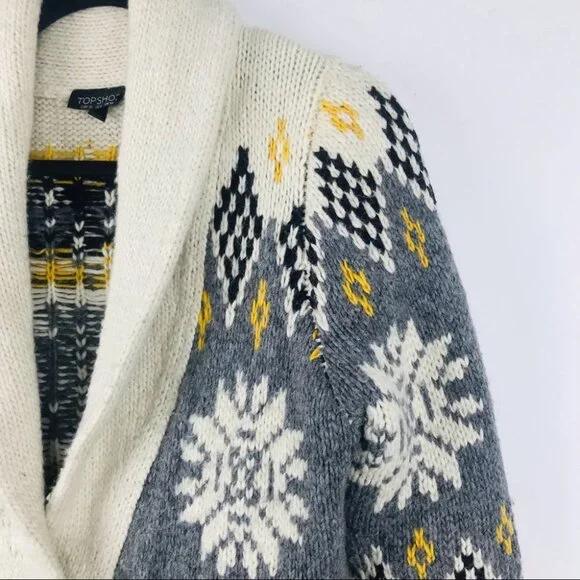 Topshop Wool Blend Knitted Oversized Button Up Sweater Cardigan  Women size 6 - Picture 8 of 16